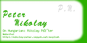 peter mikolay business card